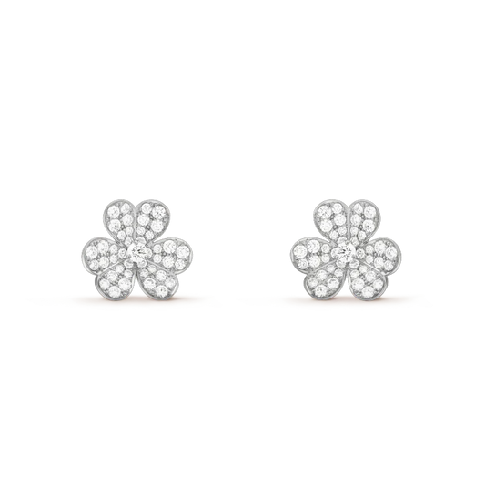 [Vellora-Opalyn]CLOVER COMOS DIAMOND EARRINGS SILVER