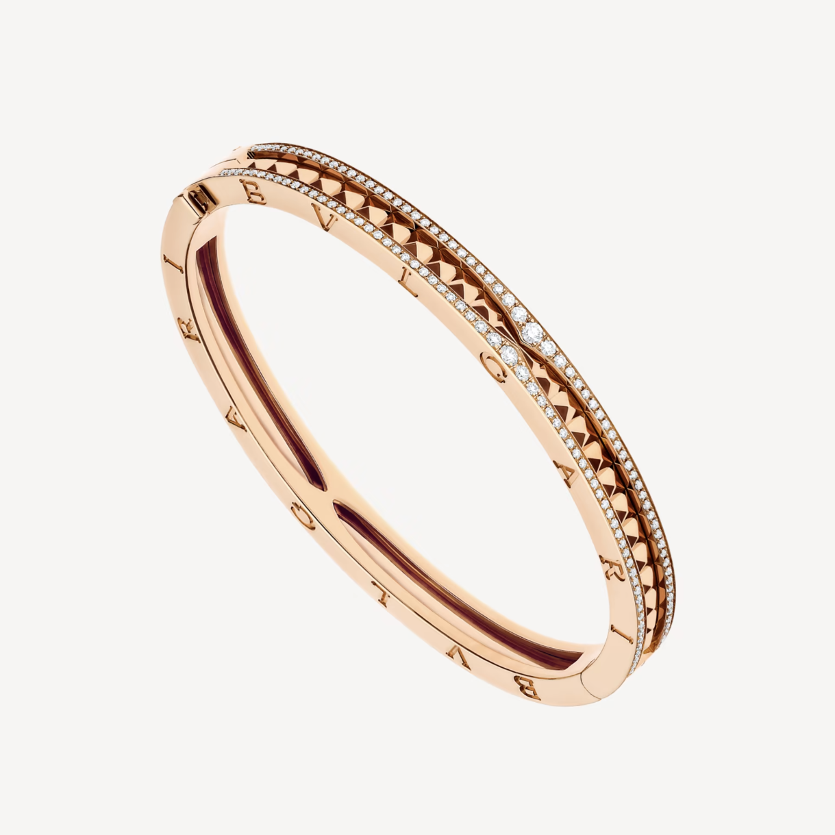 [Vellora-Opalyn]ZERO 1 SPIRAL AND PAVED DIAMOND PINK GOLD BRACELET