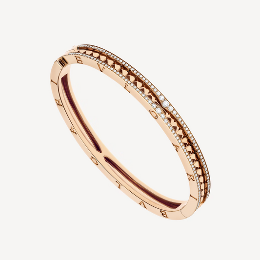 [Vellora-Opalyn]ZERO 1 SPIRAL AND PAVED DIAMOND PINK GOLD BRACELET