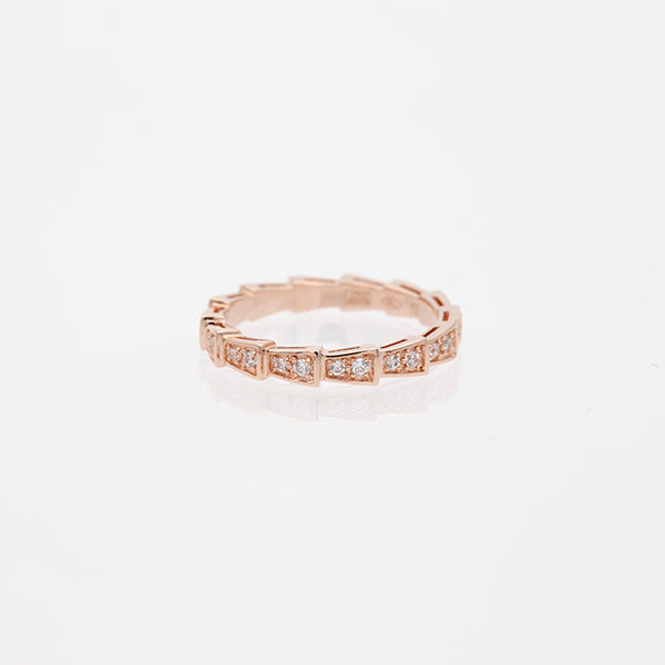 [Vellora-Opalyn]SERPENTI RING PINK GOLD DIAMOND PAVED 3MM