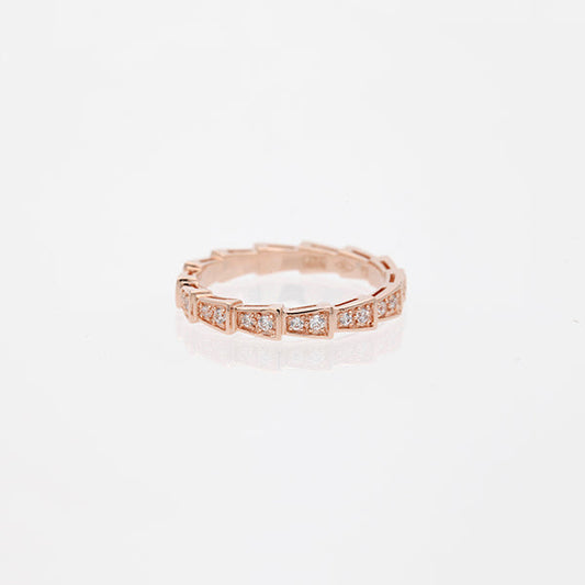 [Vellora-Opalyn]SERPENTI RING PINK GOLD DIAMOND PAVED 3MM