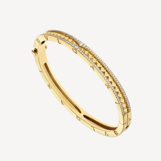 [Vellora-Opalyn]ZERO 1 SPIRAL AND PAVED DIAMOND GOLD BRACELET