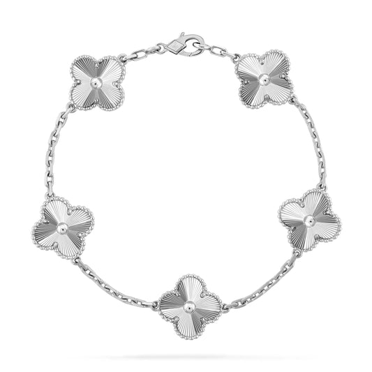 [Vellora-Opalyn]CLOVER SILVER 5 MOTIFS BRACELET