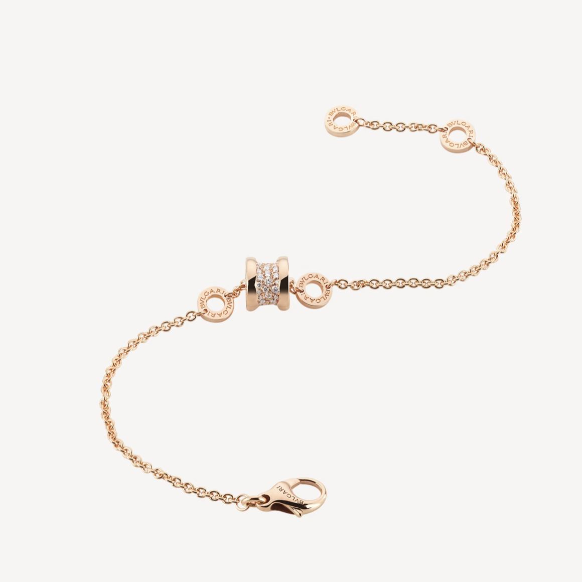 [Vellora-Opalyn]ZERO 1 SOFT PINK GOLD WITH PAVED DIAMONDS ON THE SPIRAL BRACELET