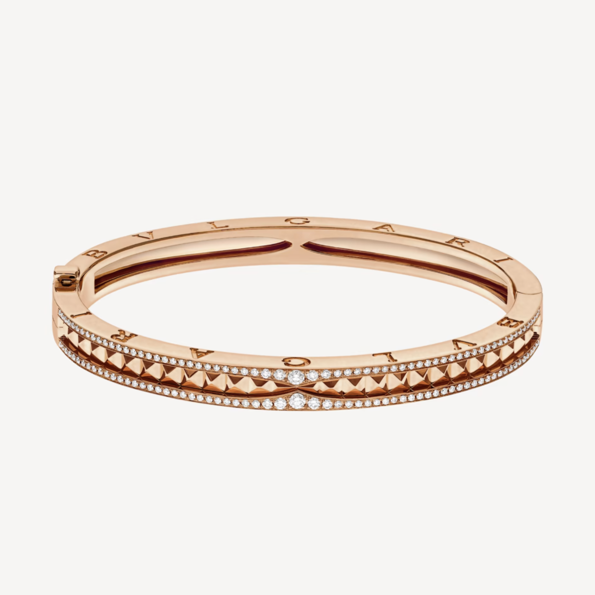 [Vellora-Opalyn]ZERO 1 SPIRAL AND PAVED DIAMOND PINK GOLD BRACELET