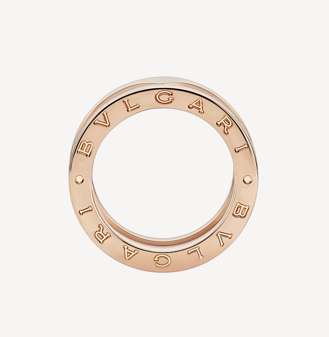 [Vellora-Opalyn]ZERO 1 TWO-BAND LOOPS AND WHITE CERAMIC SPIRAL PINK GOLD RING