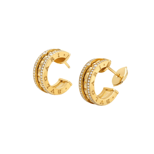 [Vellora-Opalyn]ZERO 1 ROCK GOLD EARRINGS WITH STUDDED SPIRAL AND PAVED DIAMONDS