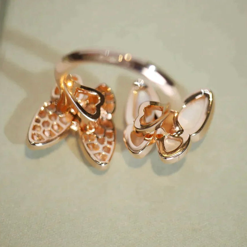 [Vellora-Opalyn]TWIN BUTTERFLY DIAMOND MOP RING
