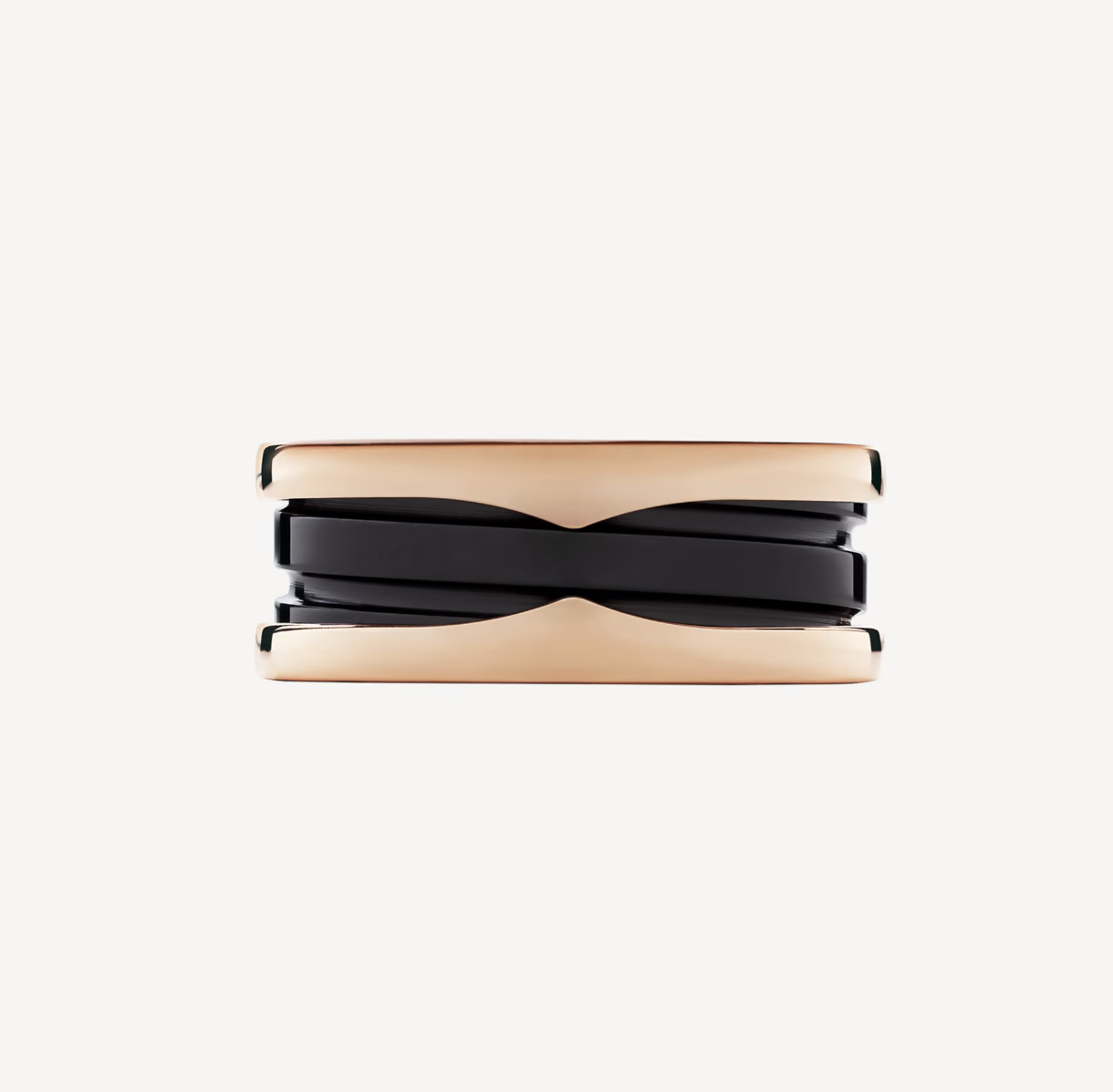 [Vellora-Opalyn]ZERO 1 TWO-BAND LOOPS AND BLACK CERAMIC PINK GOLD RING