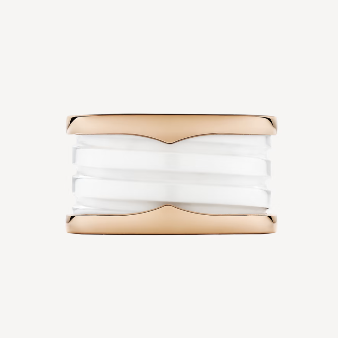 [Vellora-Opalyn]ZERO 1 FOUR-BAND LOOPS AND WHITE CERAMIC SPIRAL PINK GOLD RING