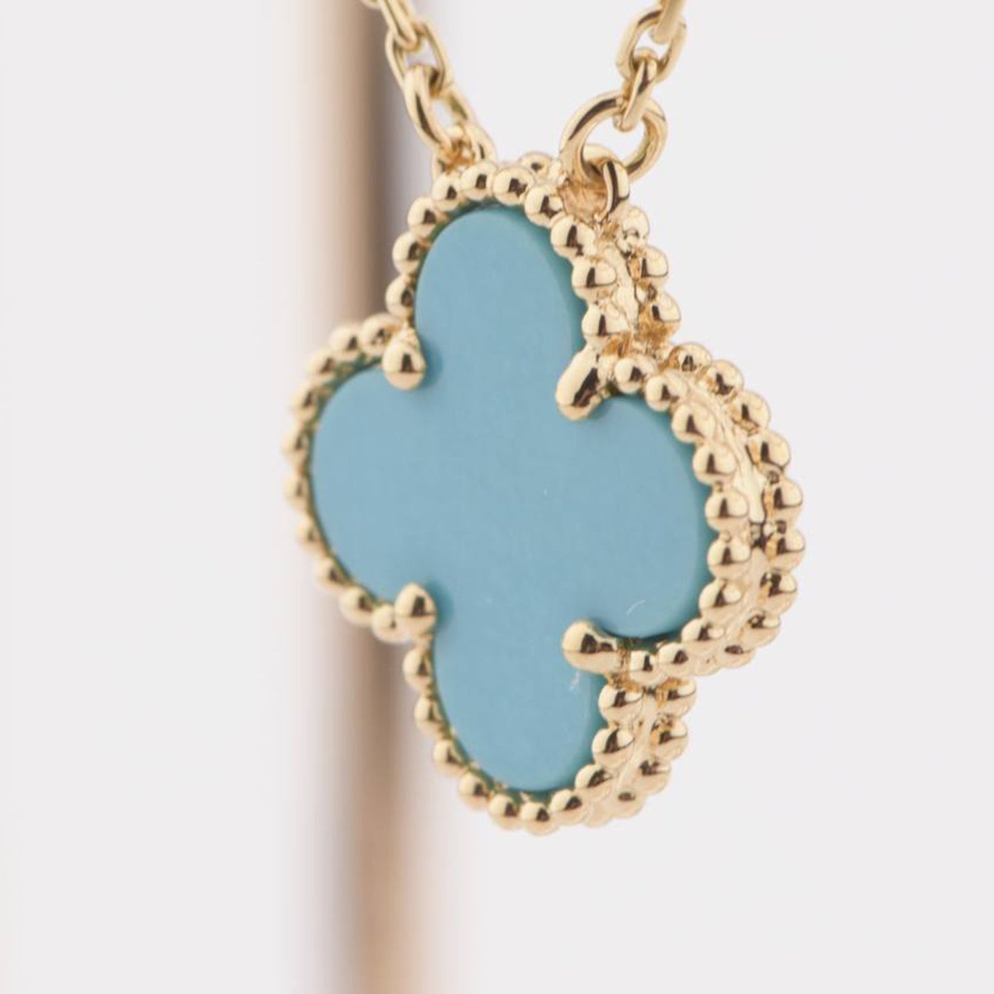 [Vellora-Opalyn]CLOVER 15MM VINTAGE TURQUOISE NECKLACE