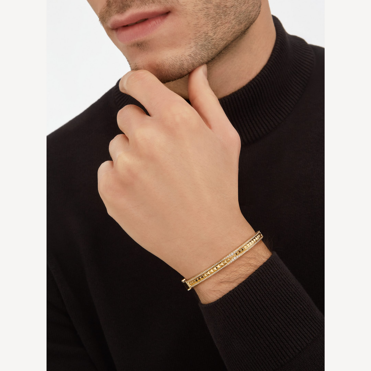 [Vellora-Opalyn]ZERO 1 SPIRAL AND PAVED DIAMOND GOLD BRACELET