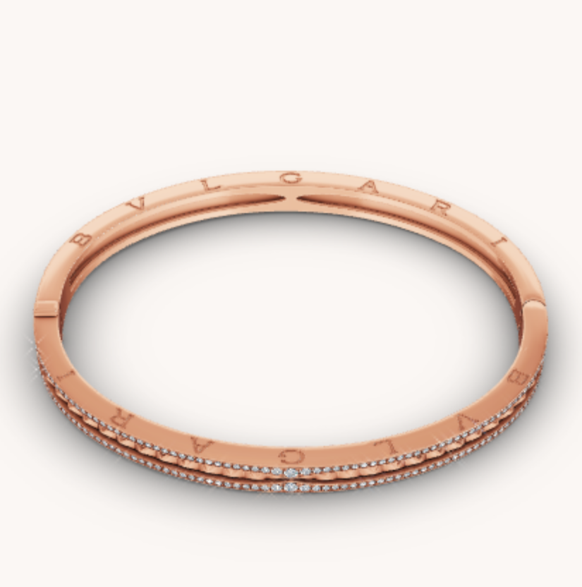 [Vellora-Opalyn]ZERO 1 SPIRAL AND PAVED DIAMOND PINK GOLD BRACELET