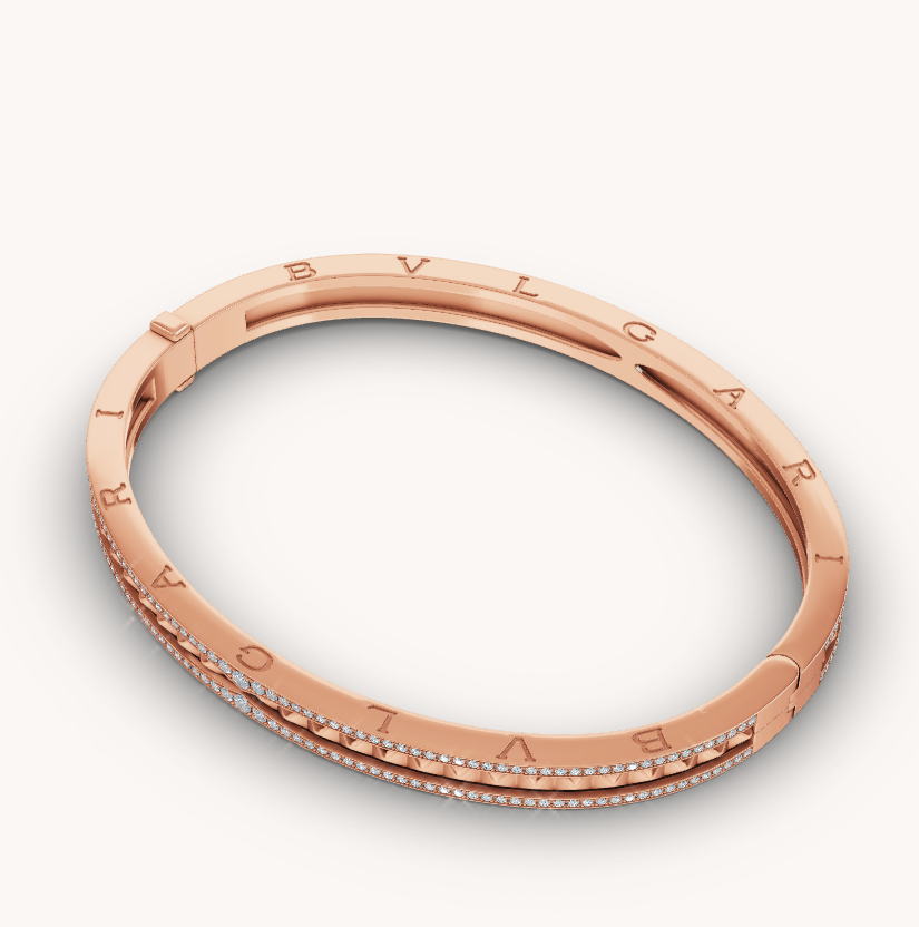 [Vellora-Opalyn]ZERO 1 SPIRAL AND PAVED DIAMOND PINK GOLD BRACELET
