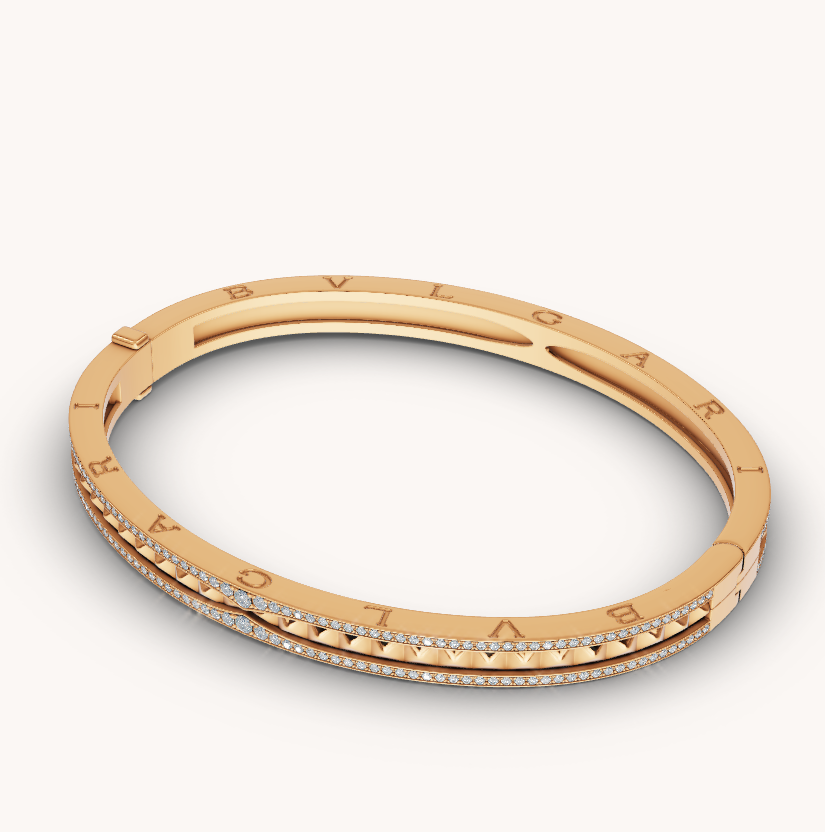 [Vellora-Opalyn]ZERO 1 SPIRAL AND PAVED DIAMOND GOLD BRACELET