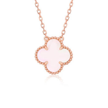 [Vellora-Opalyn]CLOVER 15MM PINK MOTHER-OF-PEARL SINGLE FLOWER NECKLACE