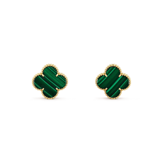 [Vellora-Opalyn]CLOVER MINI 9.5MM MALACHITE  EARRINGS