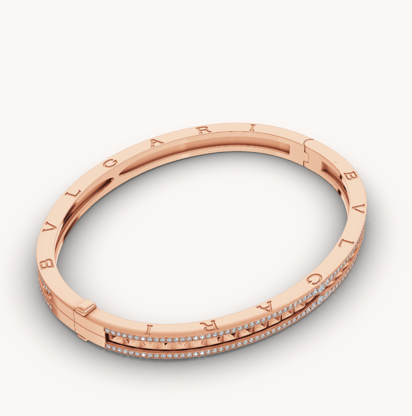 [Vellora-Opalyn]ZERO 1 SPIRAL AND PAVED DIAMOND PINK GOLD BRACELET