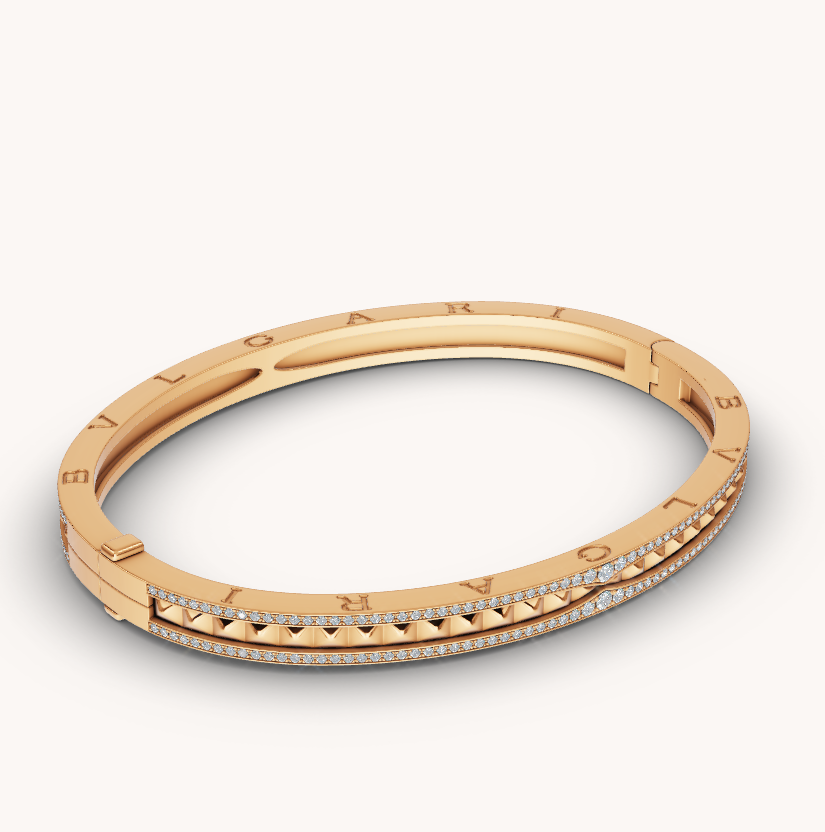 [Vellora-Opalyn]ZERO 1 SPIRAL AND PAVED DIAMOND GOLD BRACELET