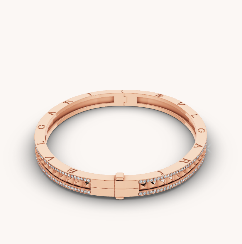 [Vellora-Opalyn]ZERO 1 SPIRAL AND PAVED DIAMOND PINK GOLD BRACELET
