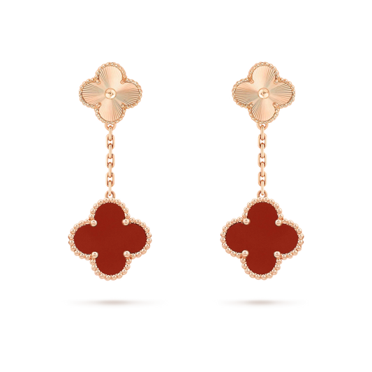 [Vellora-Opalyn]CLOVER 2 MOTIF  LASER CARNELIAN EARRINGS
