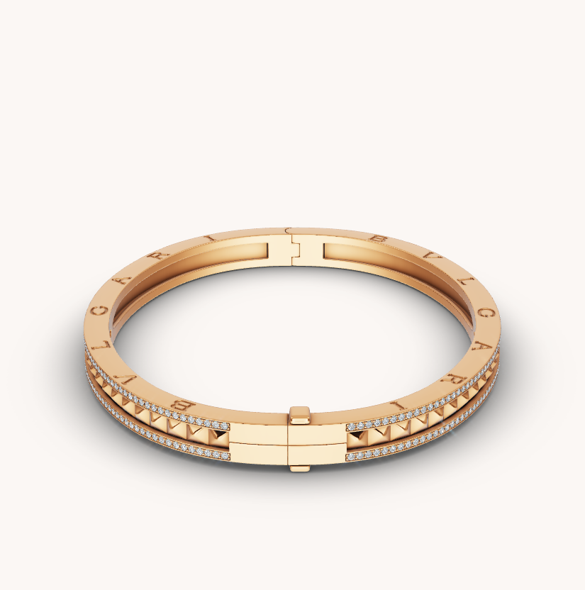 [Vellora-Opalyn]ZERO 1 SPIRAL AND PAVED DIAMOND GOLD BRACELET