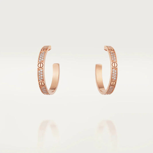 [Vellora-Opalyn]LOVE DIAMOND PINK GOLD HOOP EARRINGS