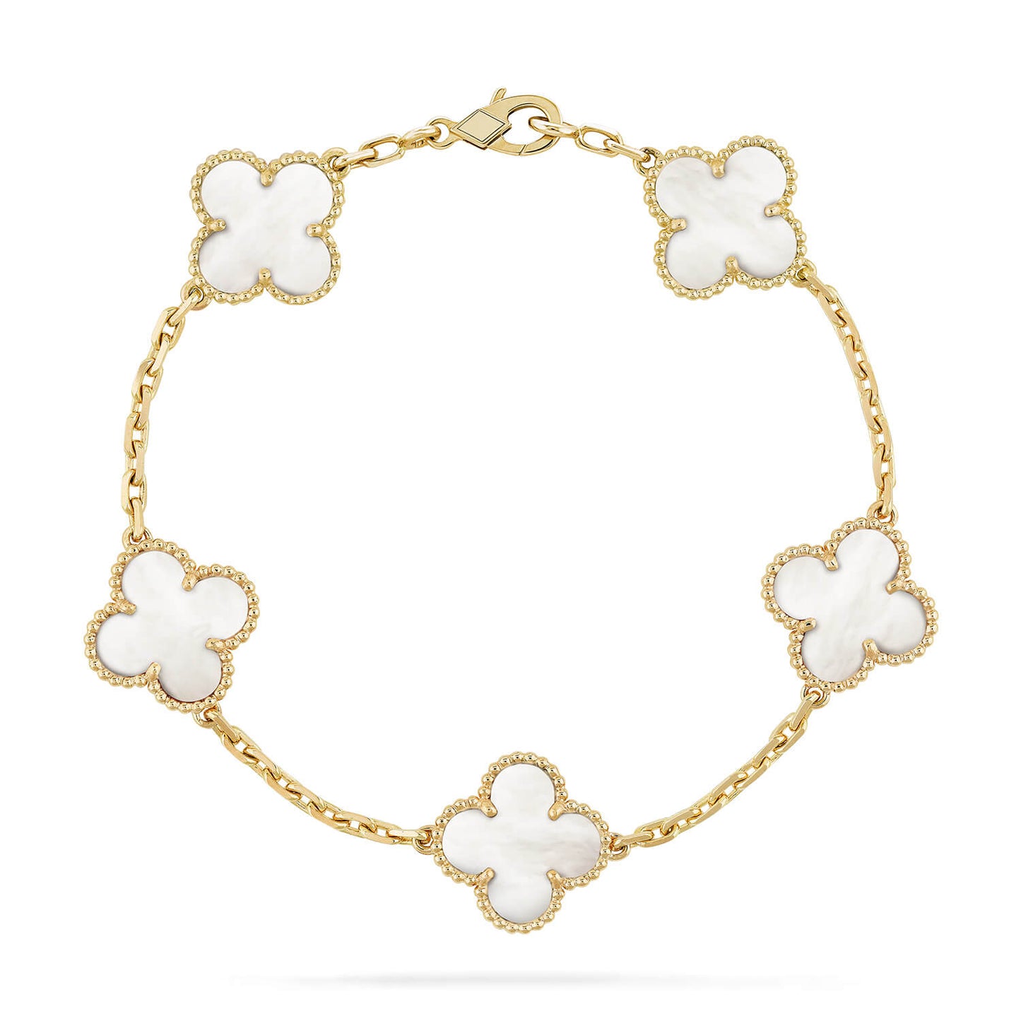 [Vellora-Opalyn]CLOVER  5 MOTIF WHITE MOP BRACELET
