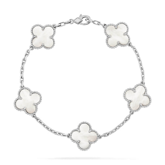 [Vellora-Opalyn]CLOVER SILVER MOP 5 MOTIF BRACELET