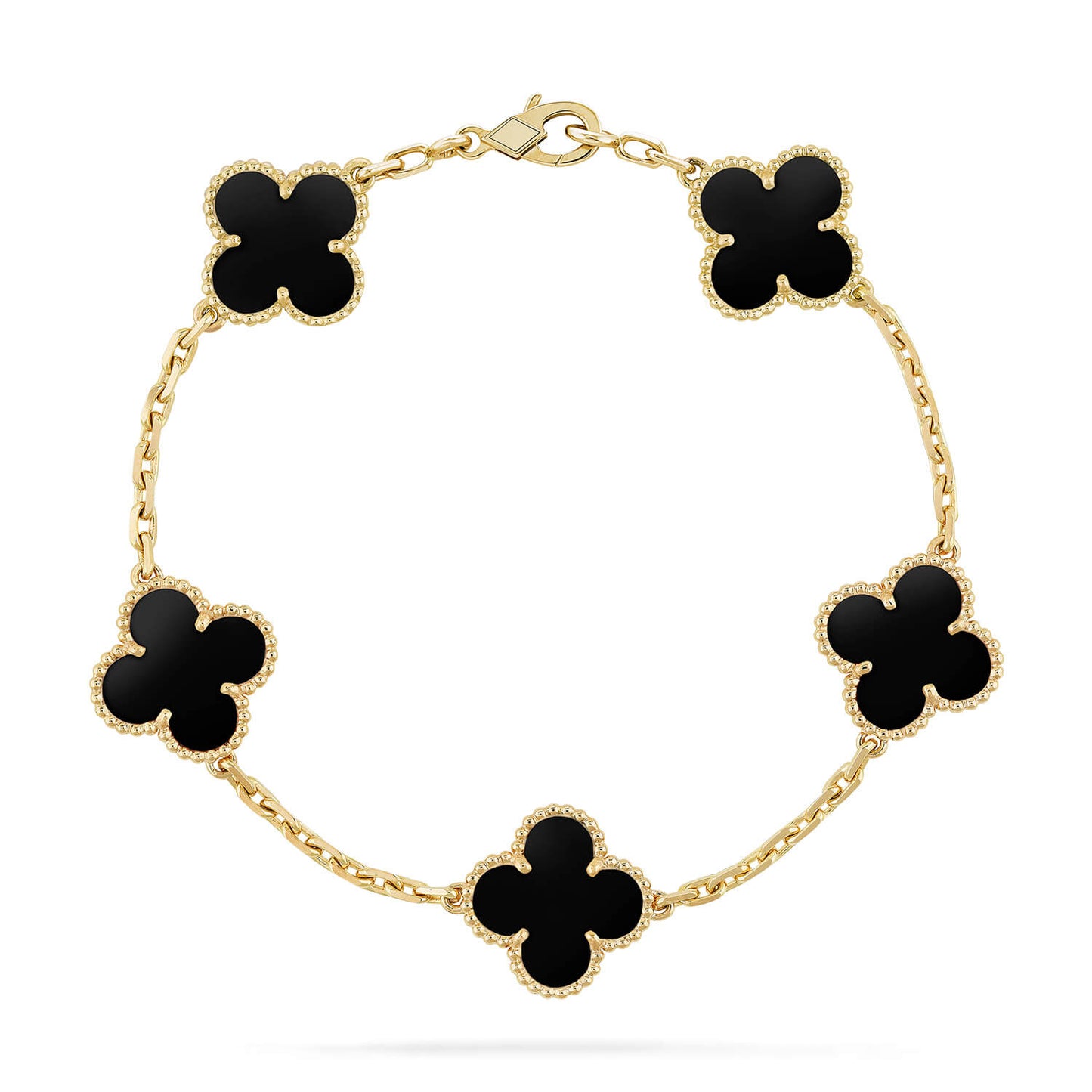 [Vellora-Opalyn]CLOVER  5 MOTIFS BLACK ONYX BRACELET