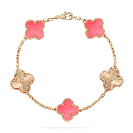 [Vellora-Opalyn]CLOVER BRACELET 5 MOTIF PINK AND PINK GOLD