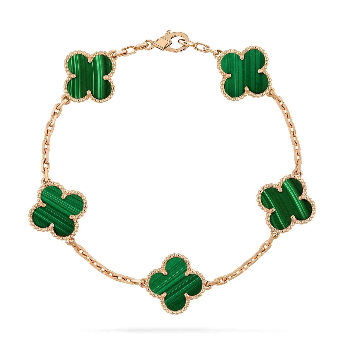 [Vellora-Opalyn]CLOVER 5 MOTIFS MALACHITE BRACELET