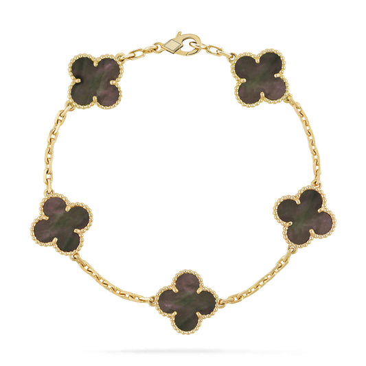 [Vellora-Opalyn]CLOVER 5 MOTIF GRAY MOP  BRACELET