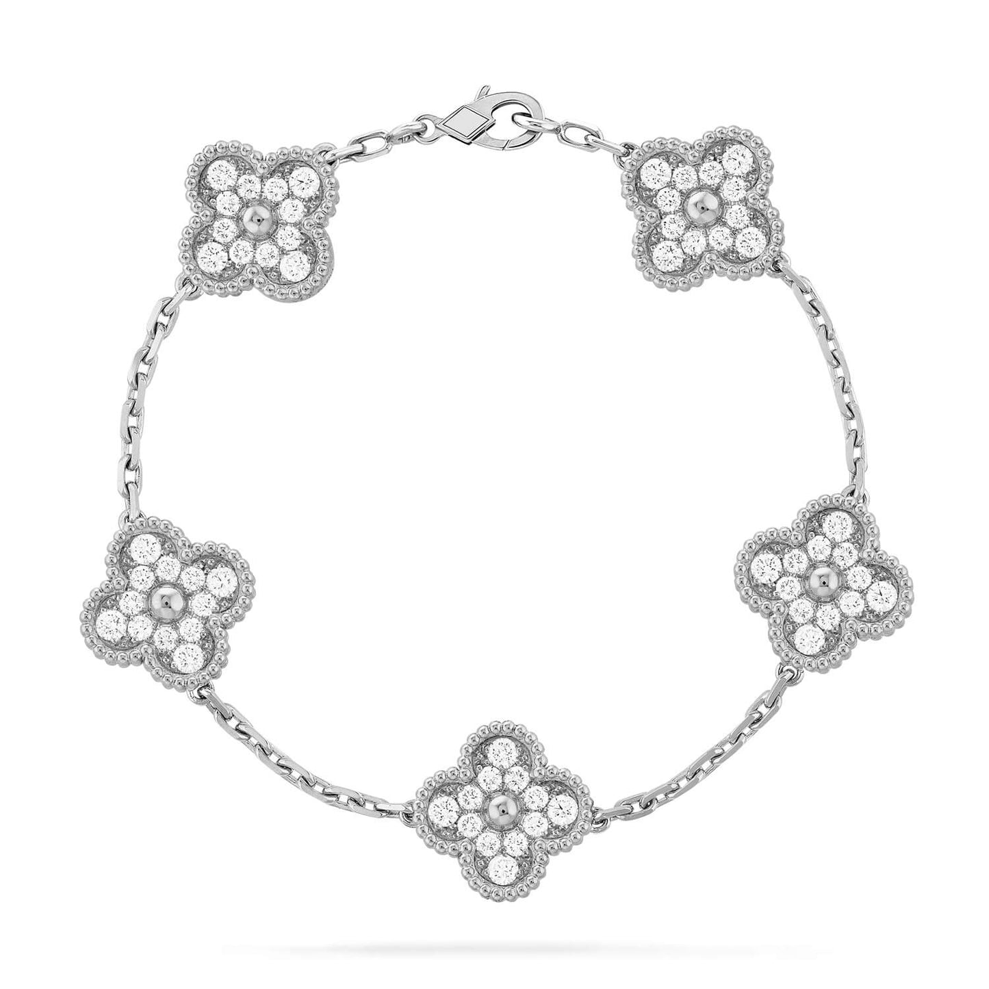[Vellora-Opalyn]CLOVER 5 MOTIFS  DIAMOND BRACELET SILVER