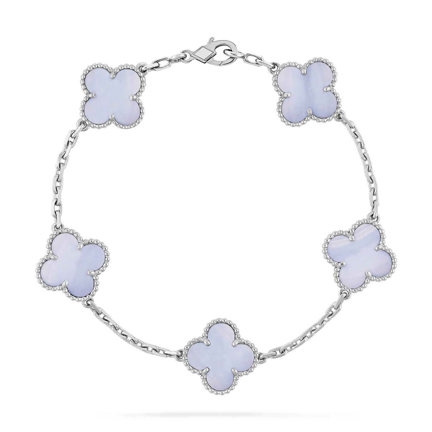[Vellora-Opalyn]CLOVER  5 MOTIF PURPLE CHALCEDONY BRACELET SILVER