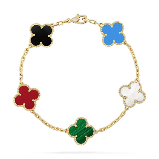 [Vellora-Opalyn]CLOVER 5 MOTIFS MULTICOLOR  BRACELET
