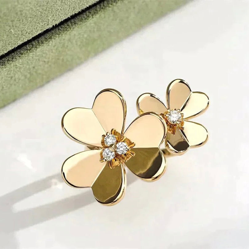 [Vellora-Opalyn]CLOVER COMOS GOLD DIAMOND RING