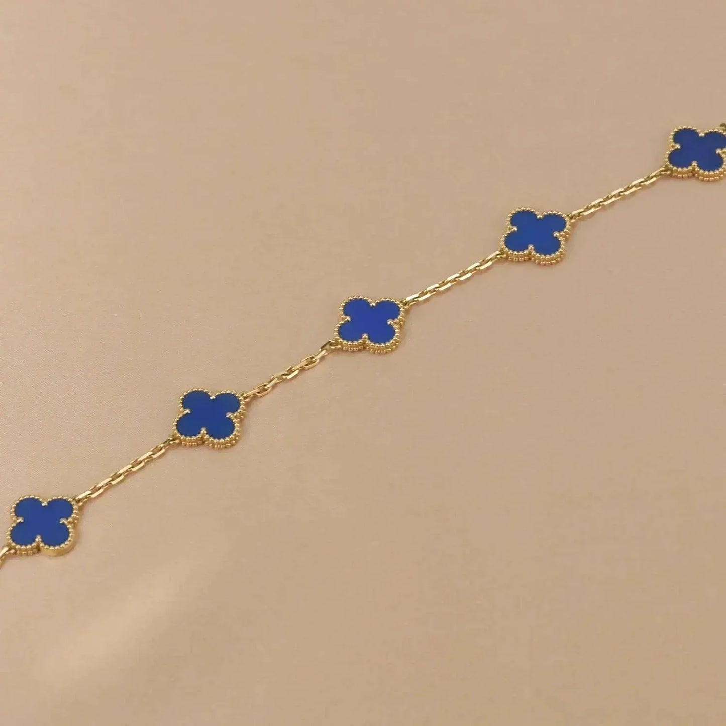 [Vellora-Opalyn]CLOVER 5 MOTIFS BLUE AGATE BRACELET