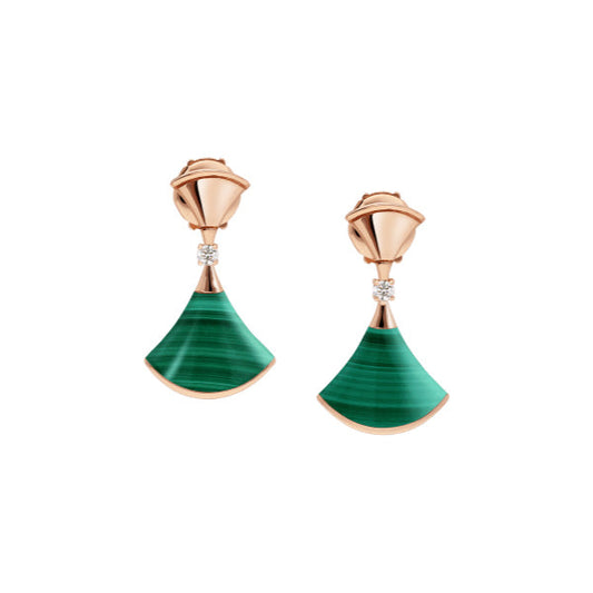 [Vellora-Opalyn]DREAM MALACHITE PINK GOLD EARRINGS