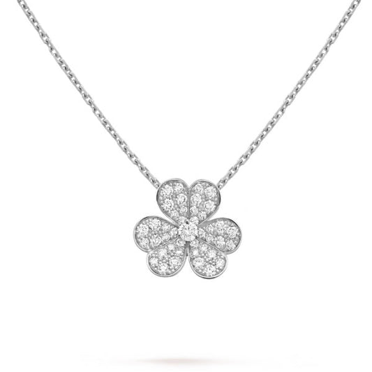 [Vellora-Opalyn]CLOVER DIAMOND NECKLACE SILVER