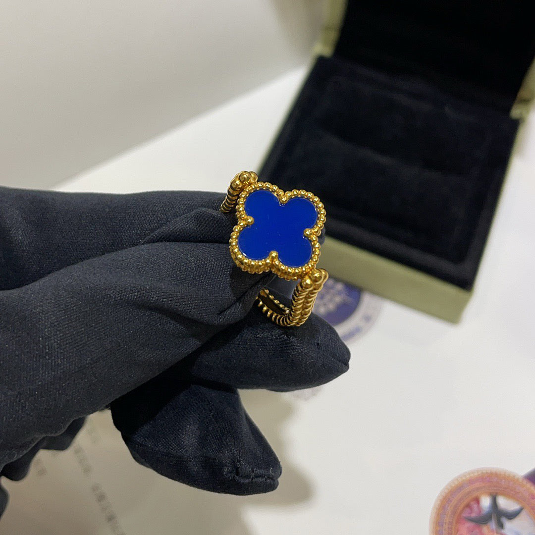 [Vellora-Opalyn]CLOVER RIVERSIBLE BLUE AGATE RING