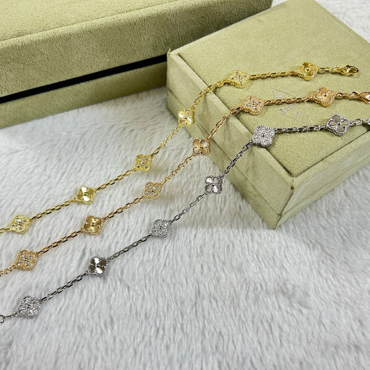 [Vellora-Opalyn]CLOVER 6 MOTIF DIAMOND LASER BRACELET