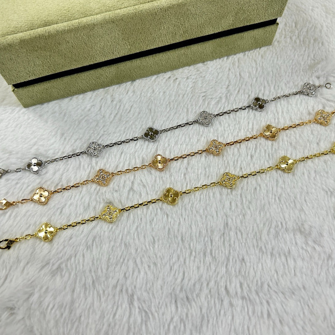 [Vellora-Opalyn]CLOVER 6 MOTIF DIAMOND LASER BRACELET
