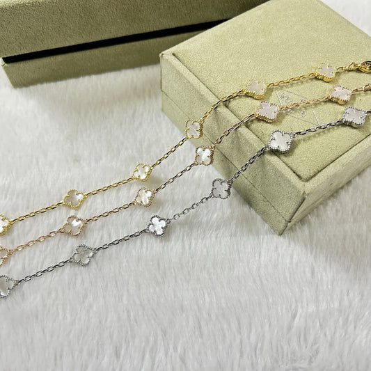 [Vellora-Opalyn]CLOVER 6 MOTIF WHITE MOP BRACELET