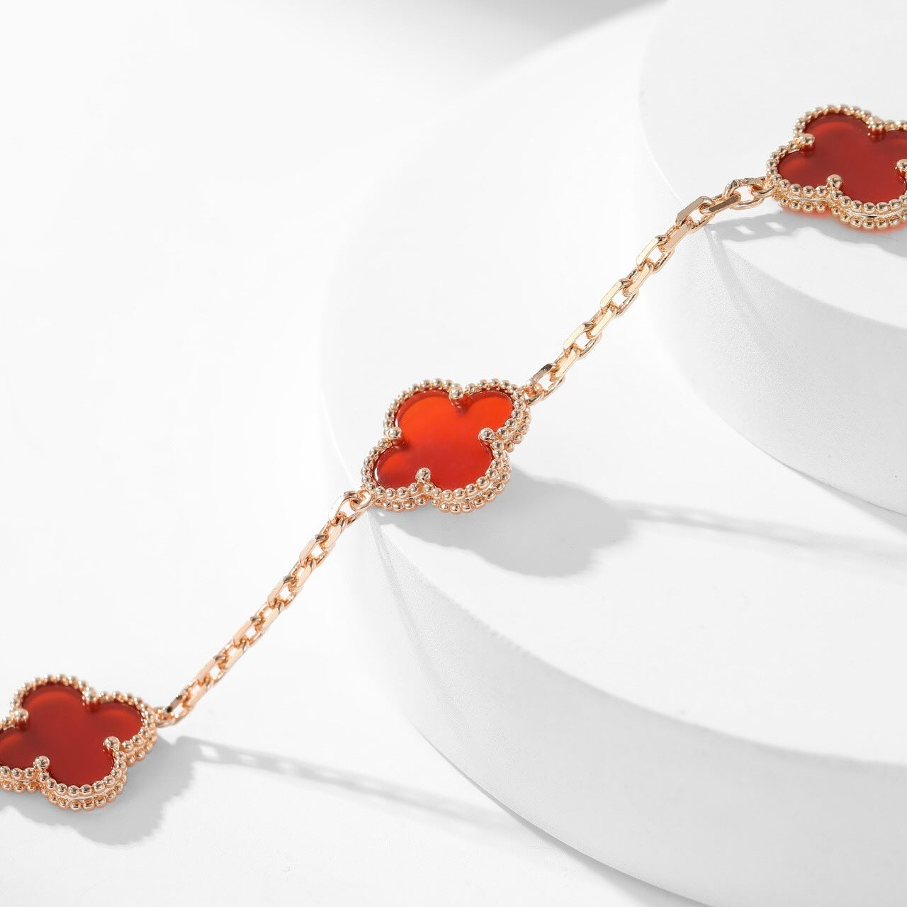 [Vellora-Opalyn]CLOVERS THE  10-MOTIFS CARNELIAN NECKLACE