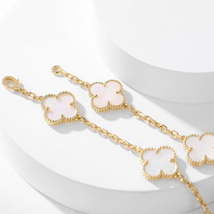 [Vellora-Opalyn]CLOVERS THE 10-MOTIFS WHITE MOTHER OF PEARL NECKLACE