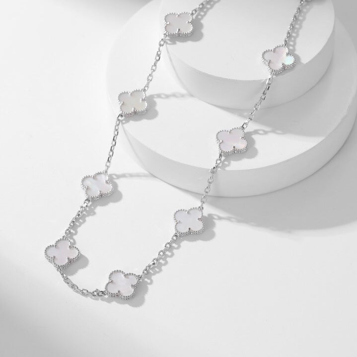 [Vellora-Opalyn]CLOVERS THE 10-MOTIFS WHITE MOTHER OF PEARL NECKLACE
