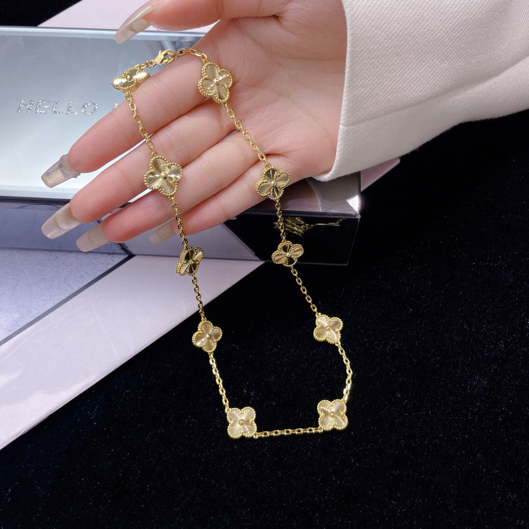 [Vellora-Opalyn]CLOVERS THE 10-MOTIFS LASER NECKLACE