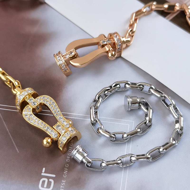 [Vellora-Opalyn]FORCE LARGE HORSESHOE CLASP  METAL BRACELET