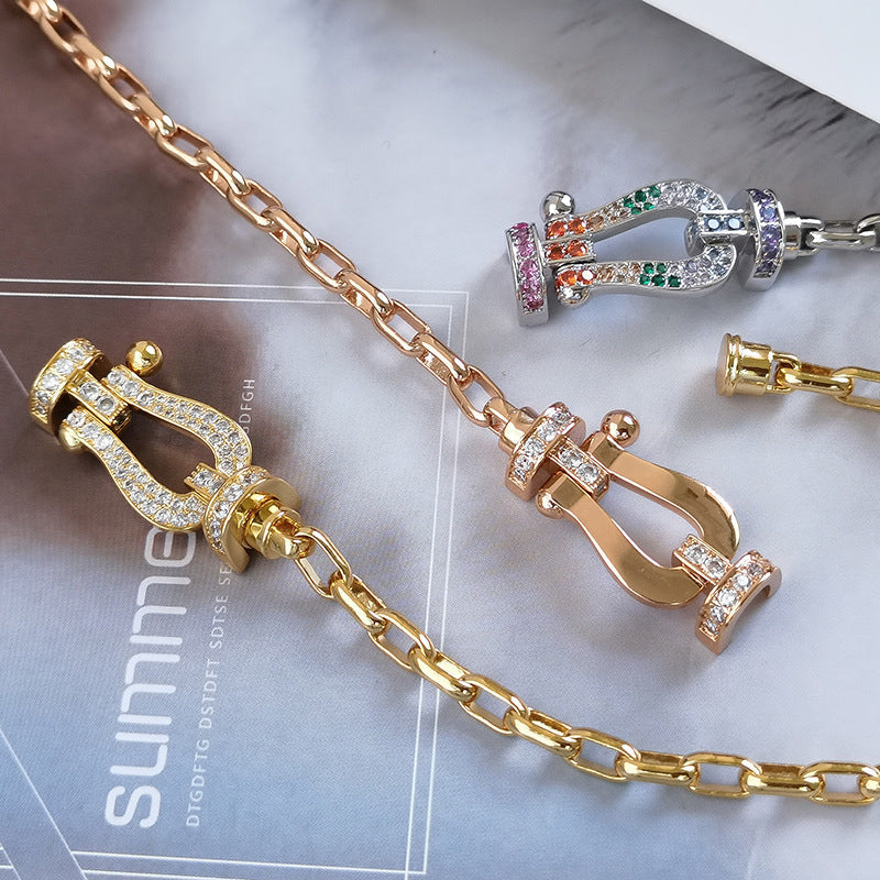 [Vellora-Opalyn]FORCE LARGE HORSESHOE CLASP  METAL BRACELET